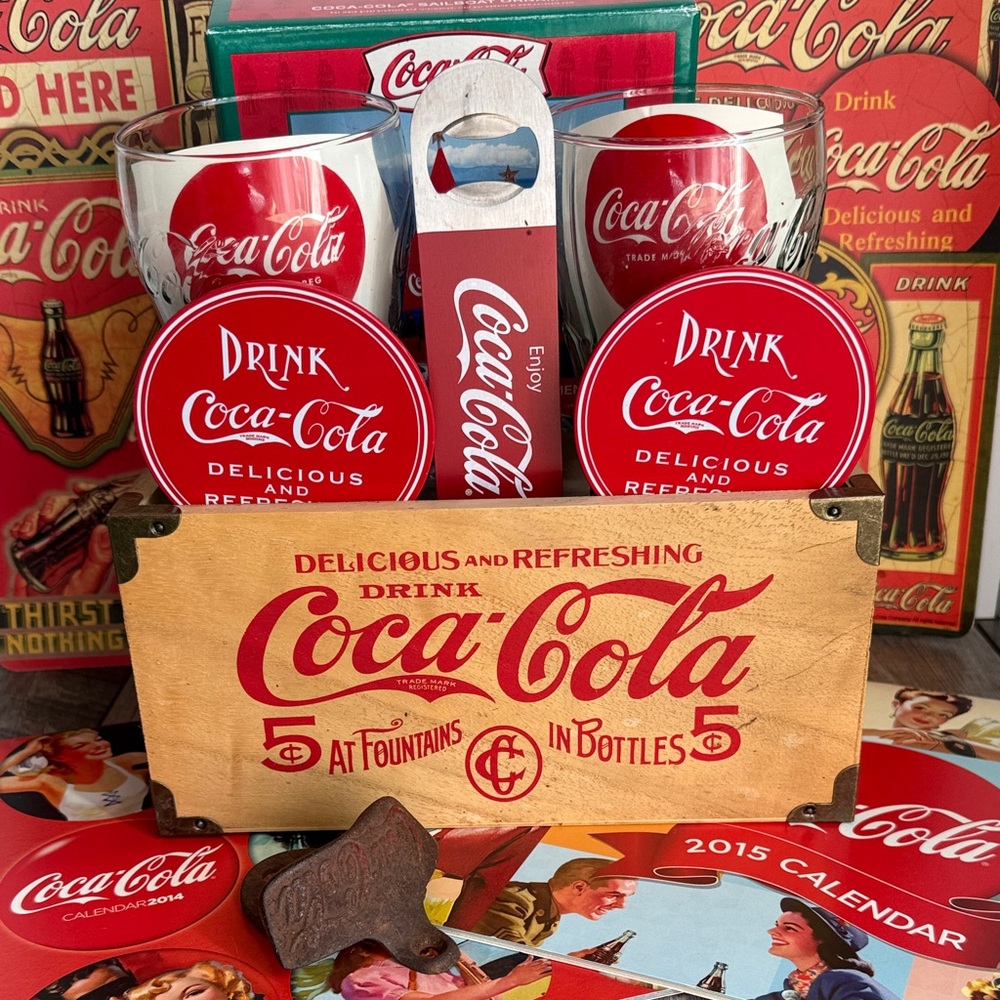 Coca-Cola Collectible Items glasses calendars coasters openers ornament placemat